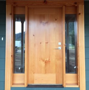 Wood Door with Glass Side Panels