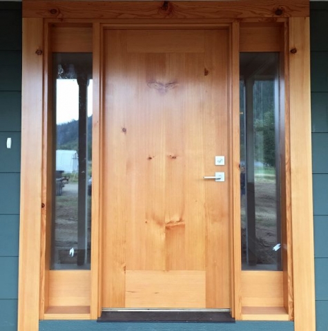 Wood Door with Glass Side Panels