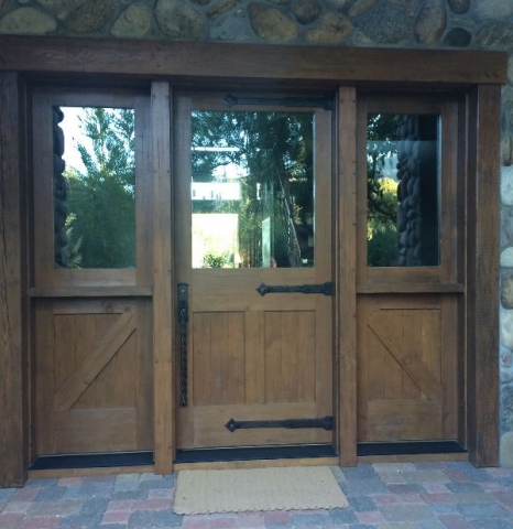 Wood and Glass Doorwith side panels